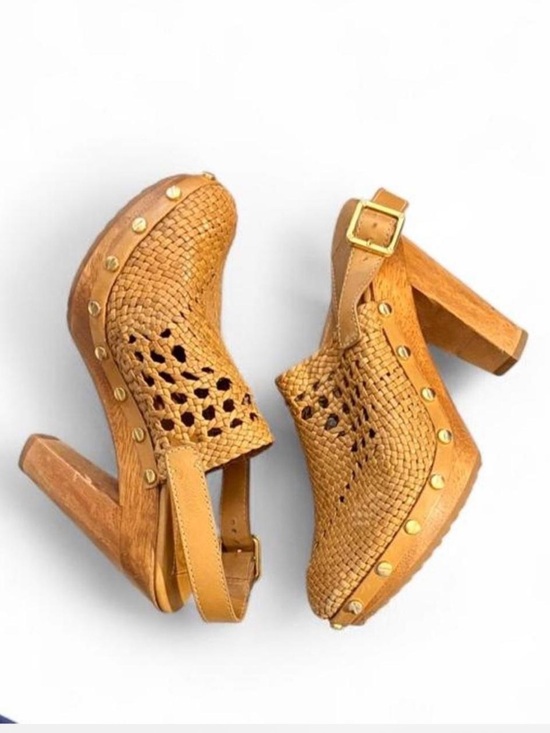 Tory Burch Shoes - Tory Burch Women’s Woven Leather Platform Clog - Tan IOB